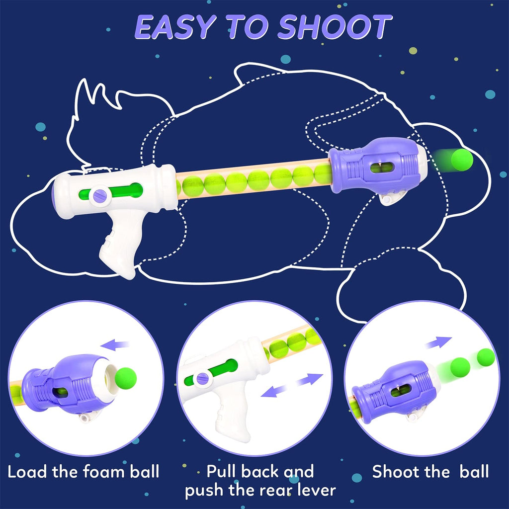 3 Packs Foam Ball Air Toy Guns with Shooting Target, 48 Foam Balls B778