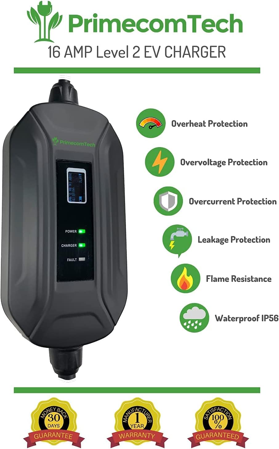 Level 2 Portable EV Charger with 30 Feet Cable U42937