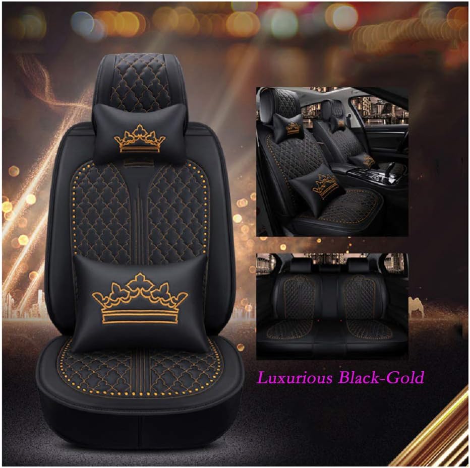 Luxury Black-Pink Car Seat Covers 5 Seats Full Set K351922