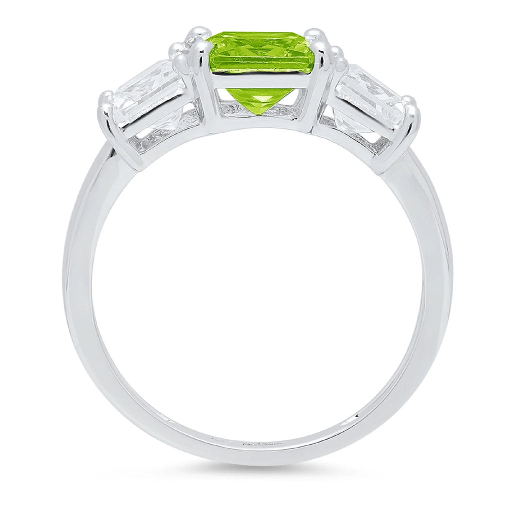 18K White Gold Three-Stone Ring SZ 6.5 B879