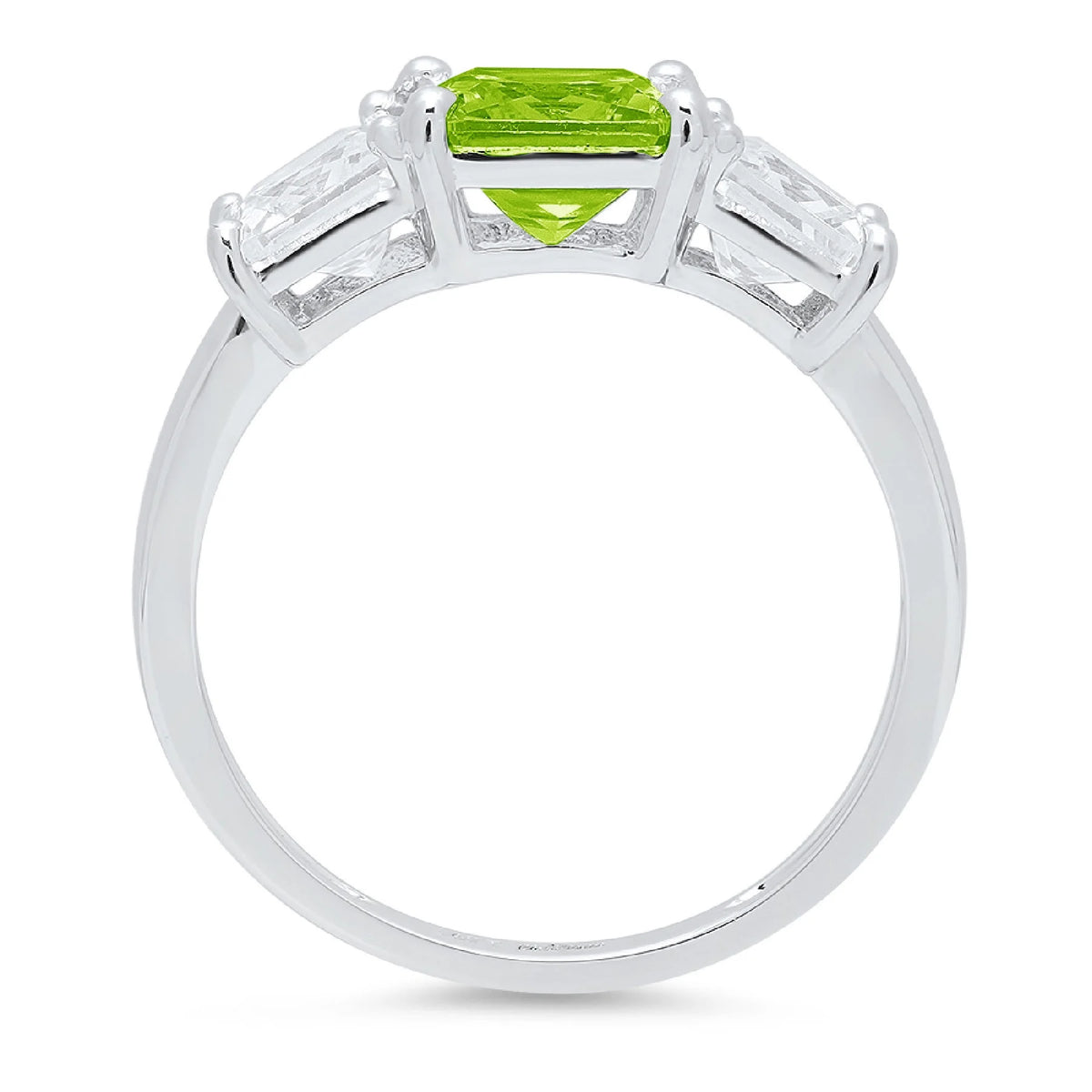 18K White Gold Three-Stone Ring SZ 6.5 B879