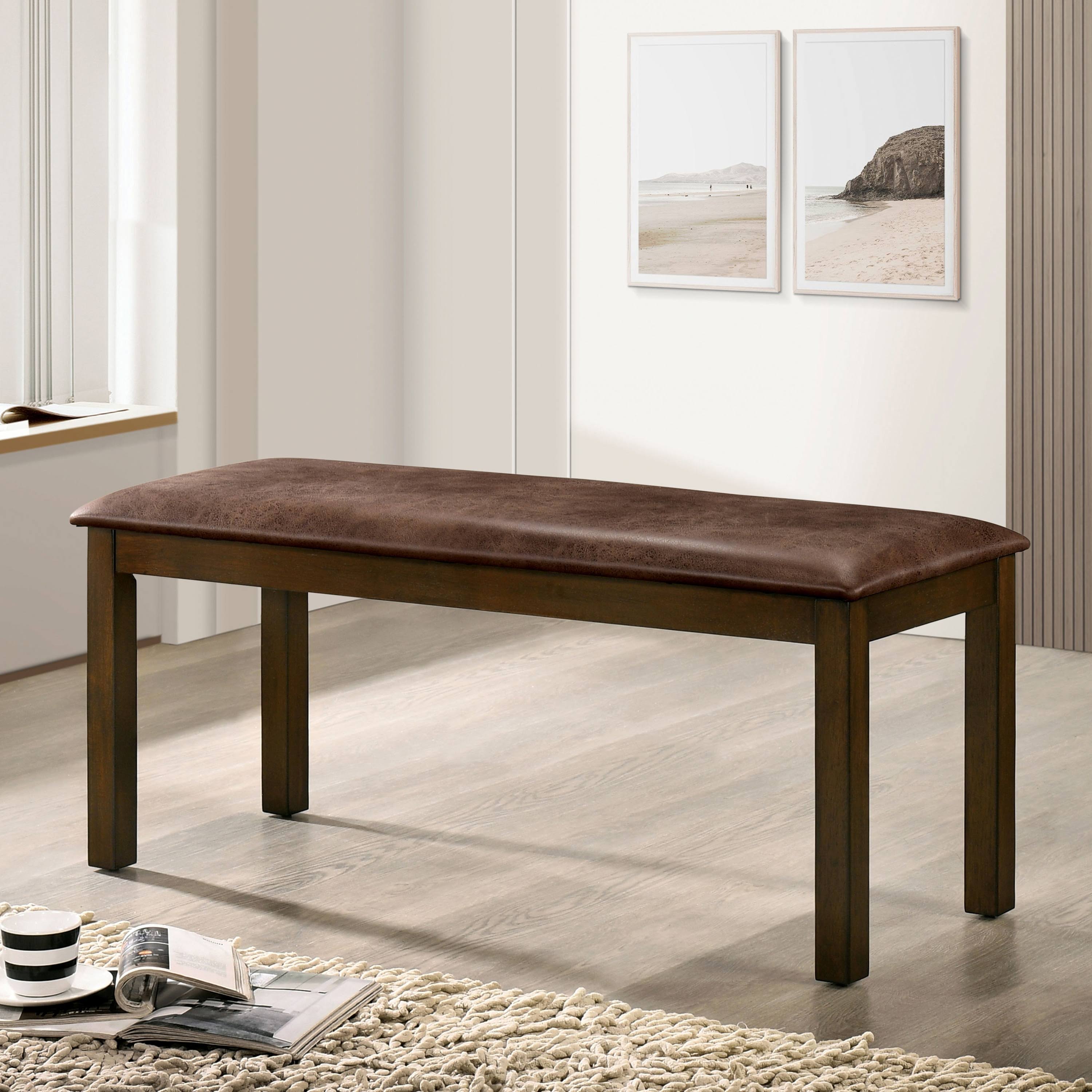 Transitional Brown Padded Bench W2572