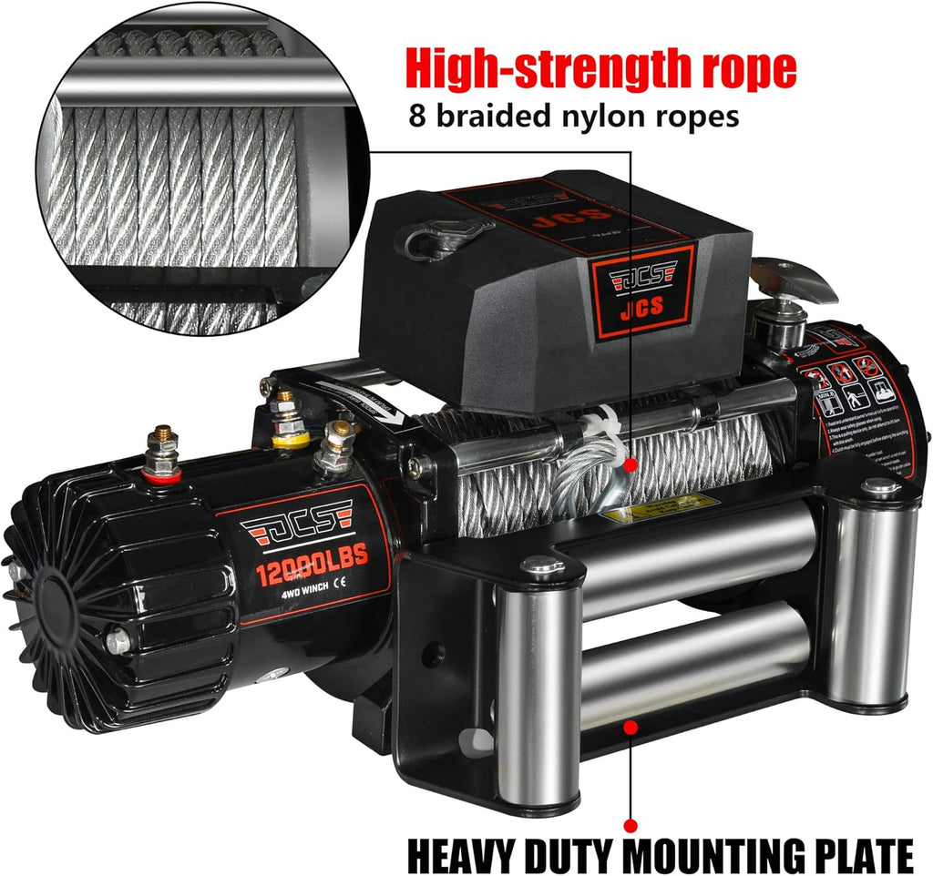 12000 lb 12V Electric Winch with Steel Wire Cable and Wireless Remote S77278