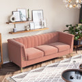 Pink 3 Seat Sofa Couch with Golden Metal Legs B5096