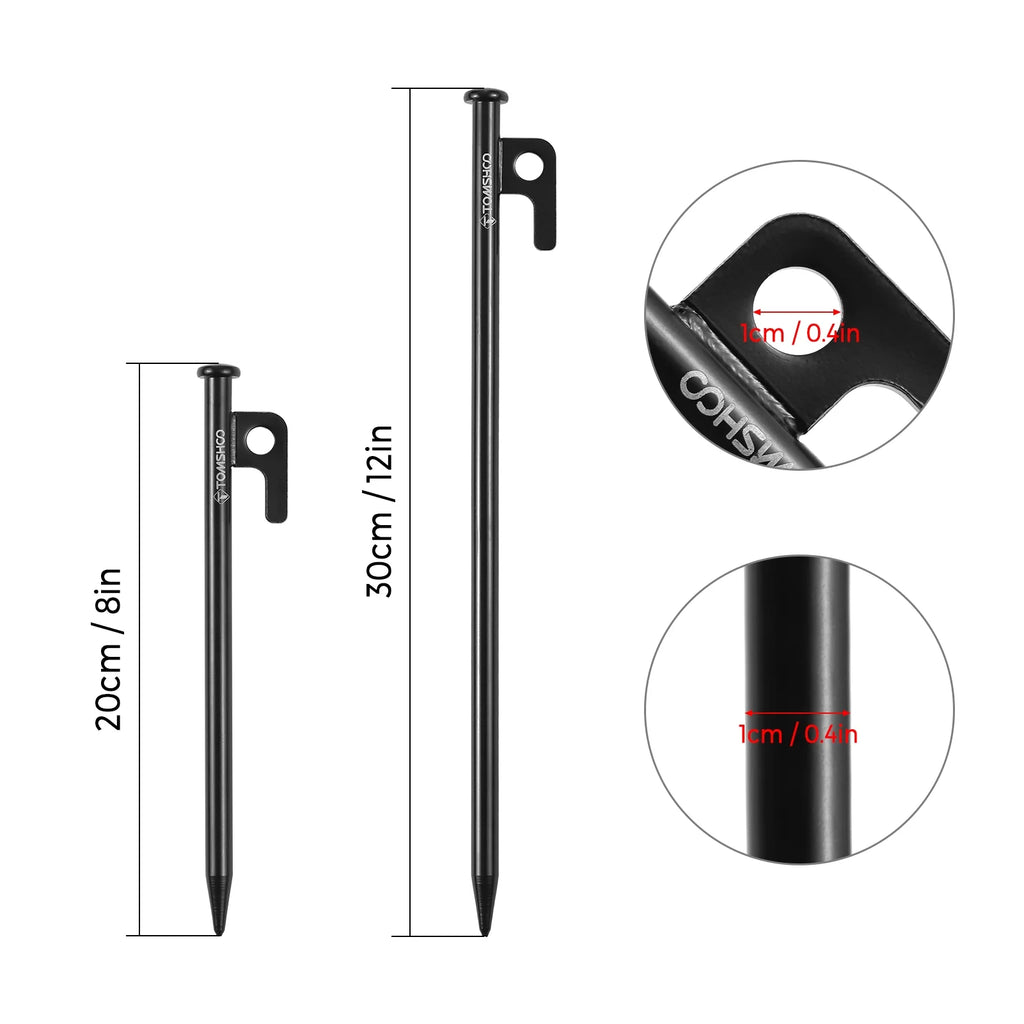 Heavy-Duty Steel Tent Pegs, 8 Inch/12 Inch, 6PCS M2851