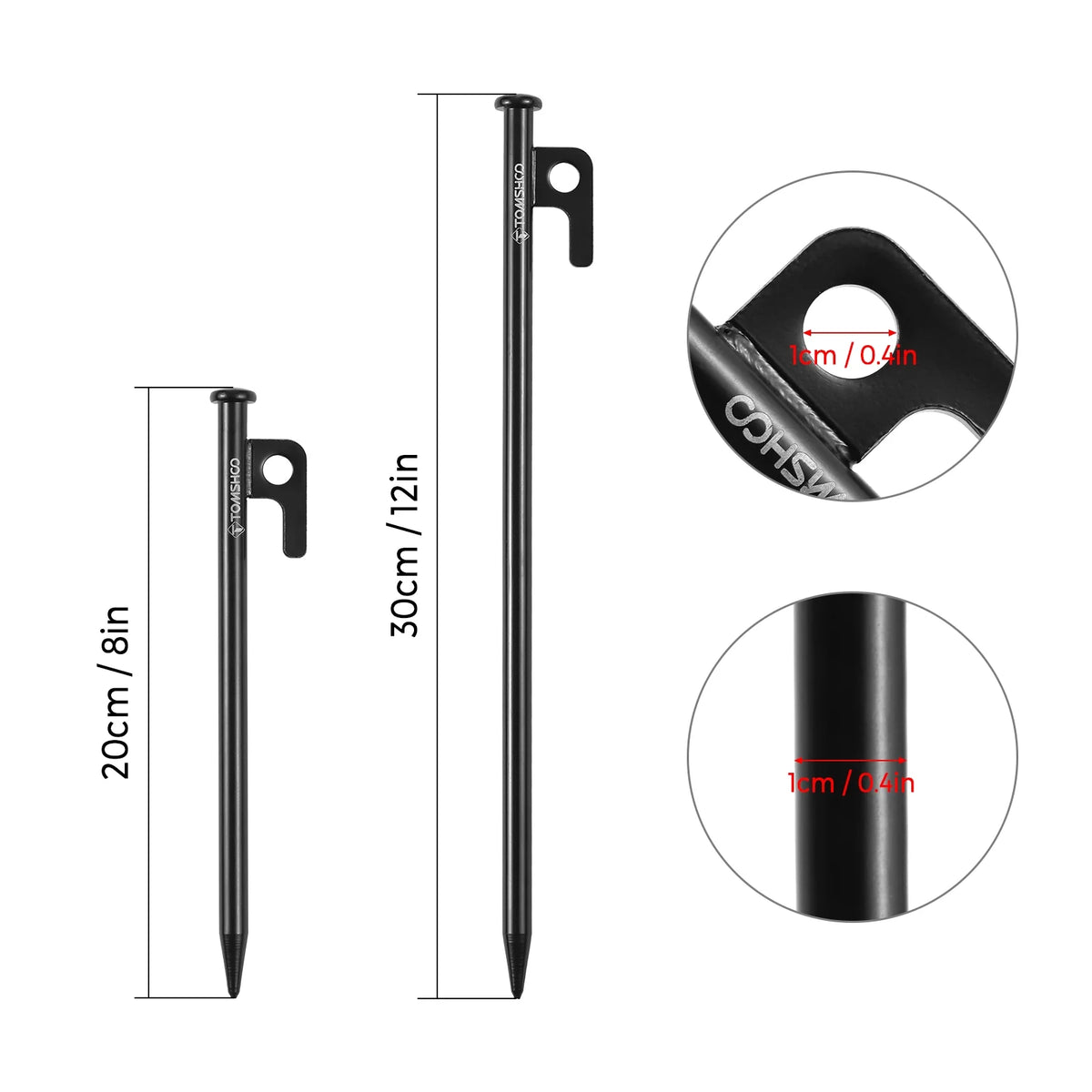 Heavy-Duty Steel Tent Pegs, 8 Inch/12 Inch, 6PCS M2851