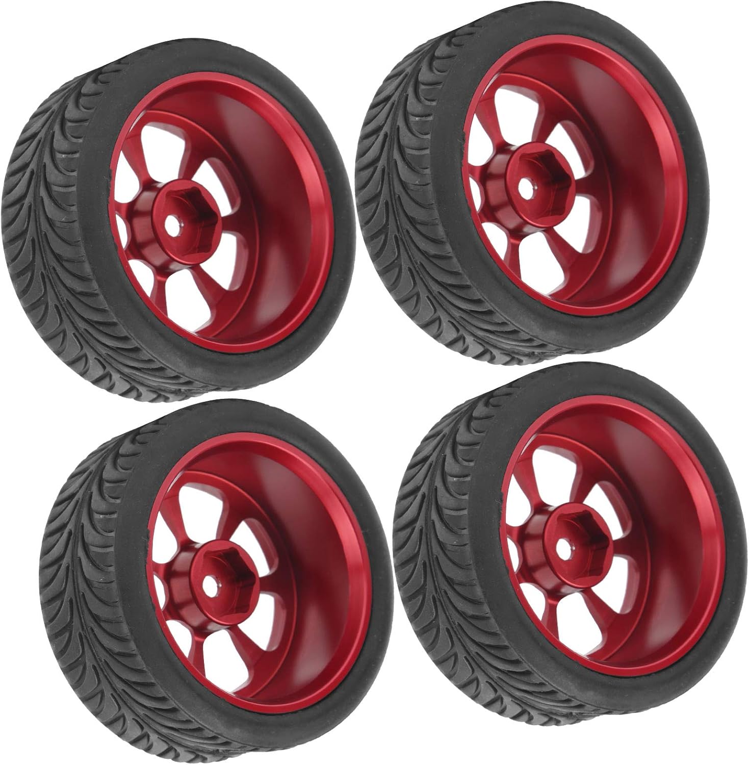 4Pcs Metal Wheel Rims Tires with Adapter for RC Car W4166