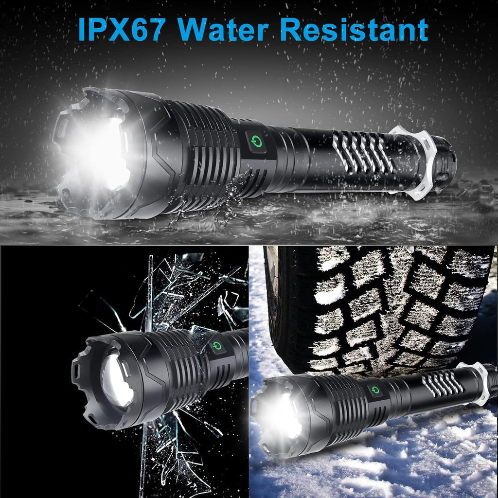 Rechargeable LED Tactical Flashlight, 120000 Lumen, USB Fast Charge, IPX6 Waterproof Y4581