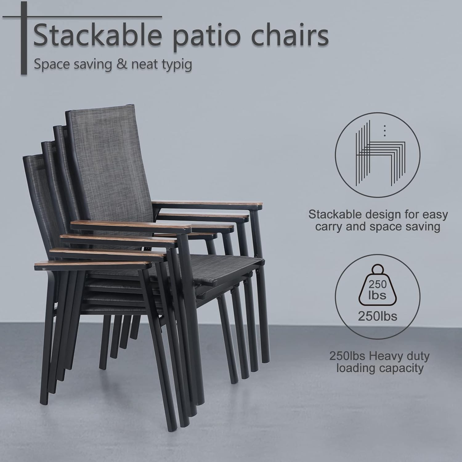 7 Piece Aluminium Patio Dining Set with Stackable Chairs M62271
