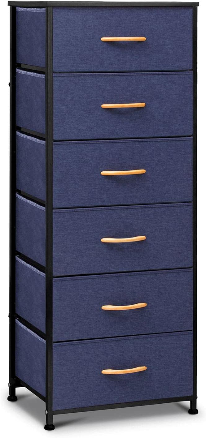 Gray 6 Drawer Fabric Dresser with Metal Frame L38531