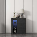 White Single Door LED Buffet Cabinet with 3-Tiers Storage Shelf P18157