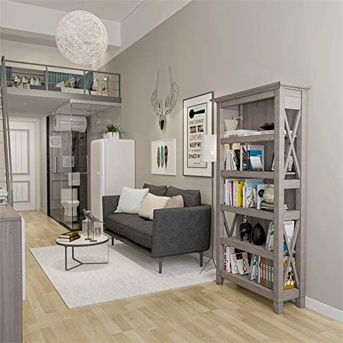Washed Gray 5 Shelf Bookcase J7791