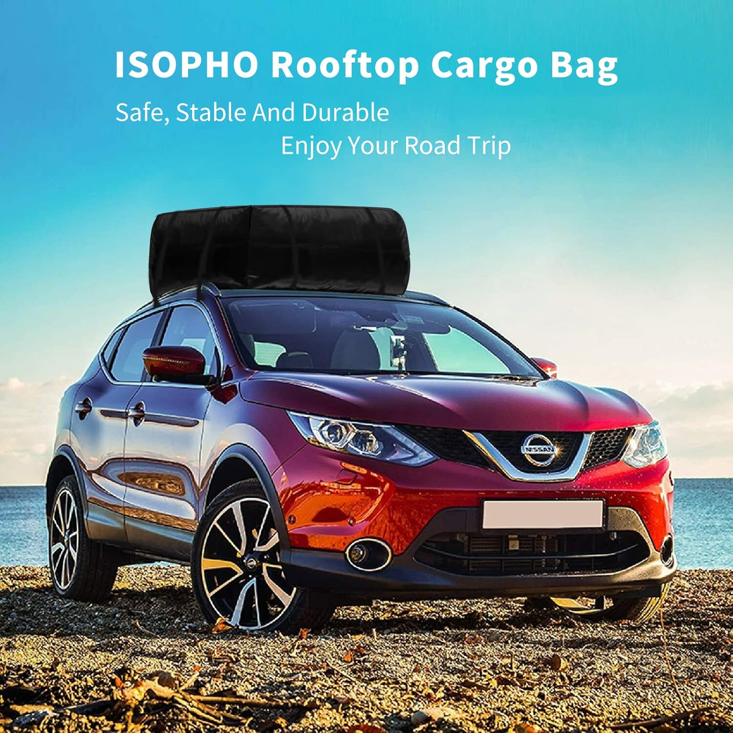 15 Cubic ft Waterproof Roof Cargo Bag with Anti-Slip Mat and 6 Heavy-Duty Straps S144