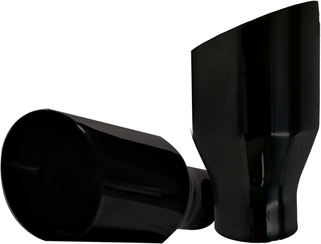 2.25 inch Inlet to 4 inch Outlet Stainless Steel Double Wall Black Chrome Weld-on Exhaust Tip 2 Pack T3648