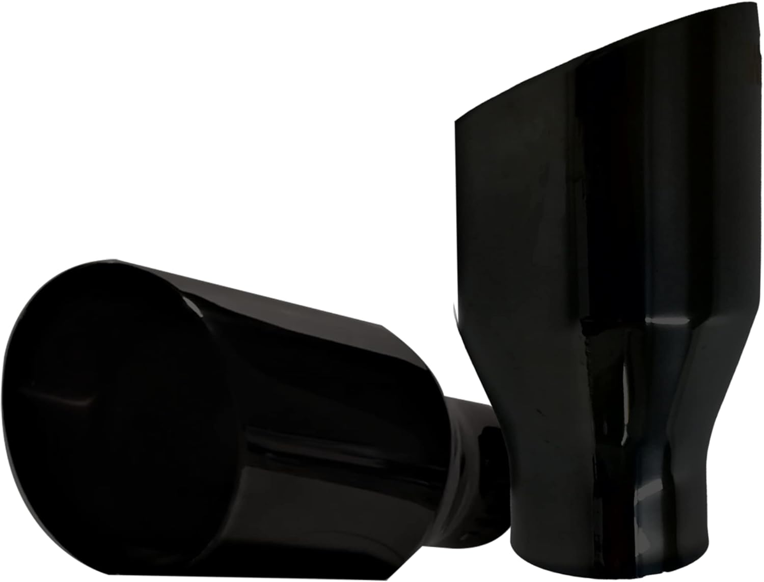 2.25 inch Inlet to 4 inch Outlet Stainless Steel Double Wall Black Chrome Weld-on Exhaust Tip 2 Pack T3648