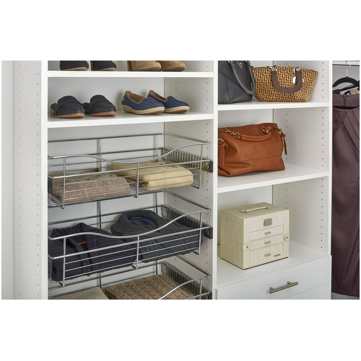Satin Nickel Closet Pull-Out Basket Y21298