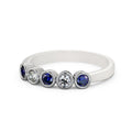 14K White Gold Eternity Band with Blue Sapphire and Diamond N18035