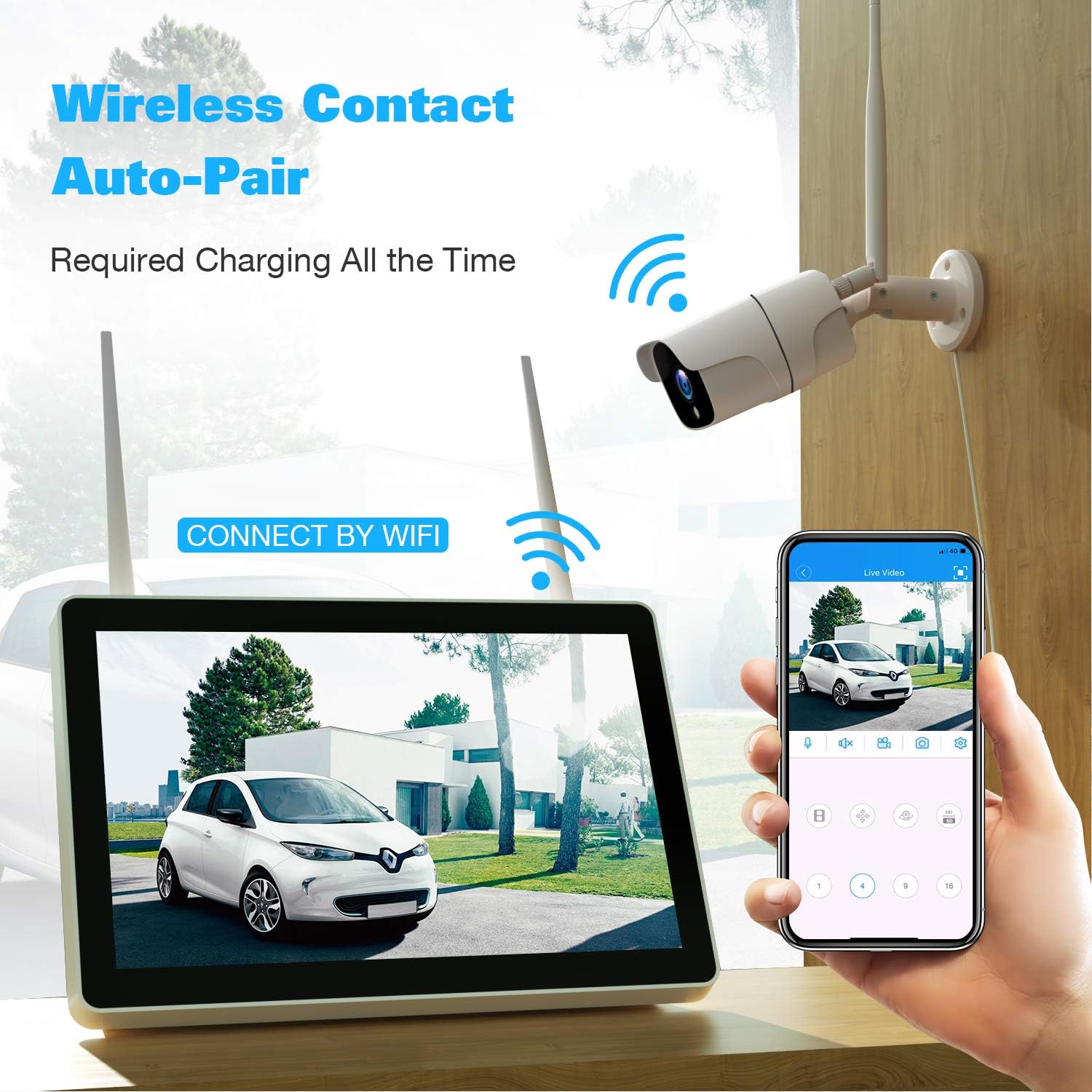 1080P Wireless Security Camera System with 3TB Hard Drive, 8 Channel, 4pcs Outdoor WiFi IP Cameras X1557