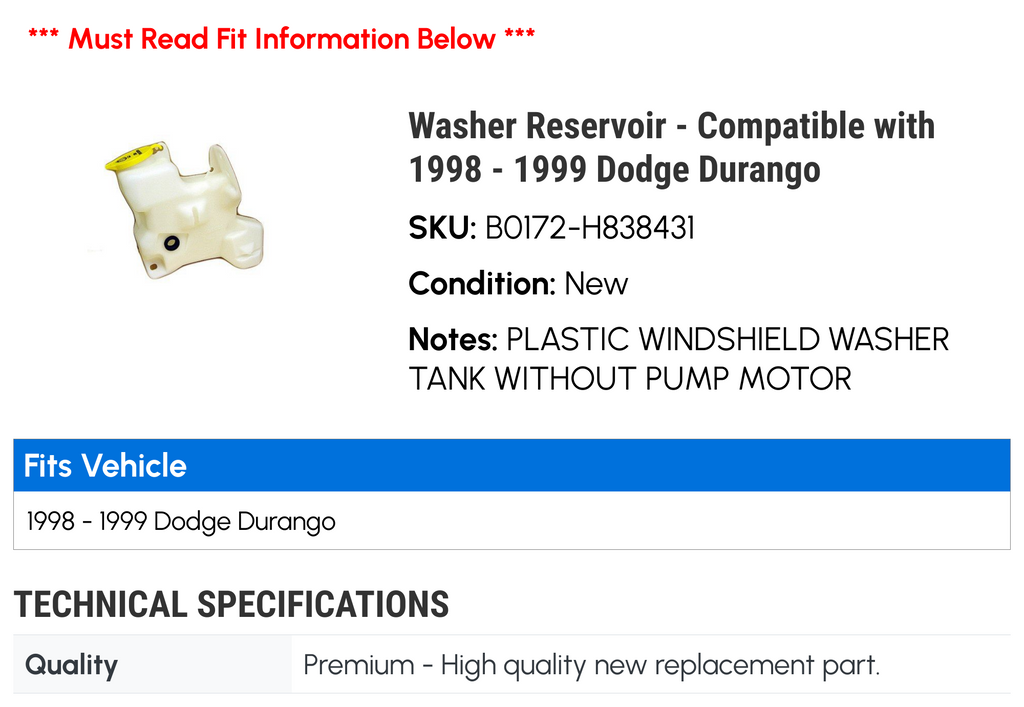 Washer Reservoir O9780