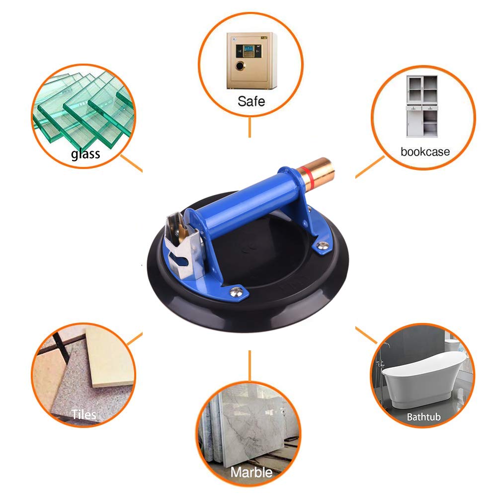 8 Glass Suction Cup Vacuum Glass Lifter with Metal Handle and Brass Pump Q361