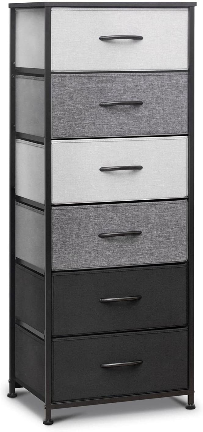 Gray 6 Drawer Fabric Dresser with Metal Frame L38531