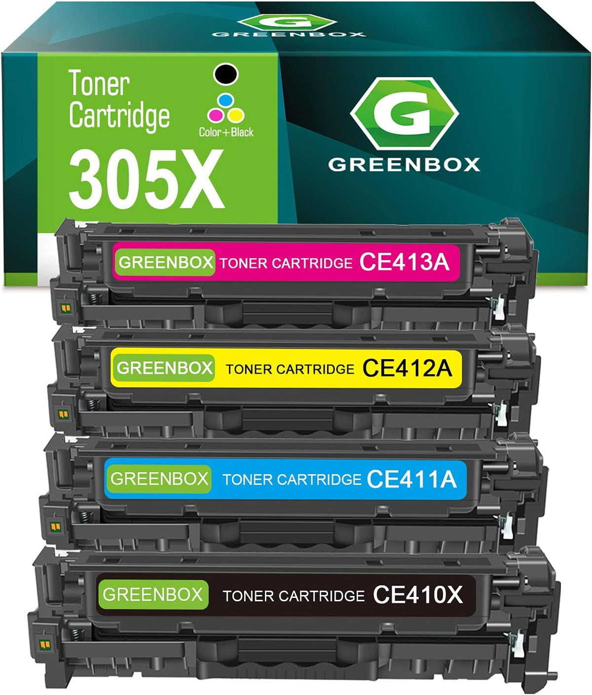 Compatible Toner Cartridge for HP 305X 305A Printer (1 Black, 1 Cyan, 1 Magenta, 1 Yellow) K61537