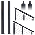 Black Stainless Steel Surface Mount Cable Railing Post 36"x2"x2" 2Pack H37834