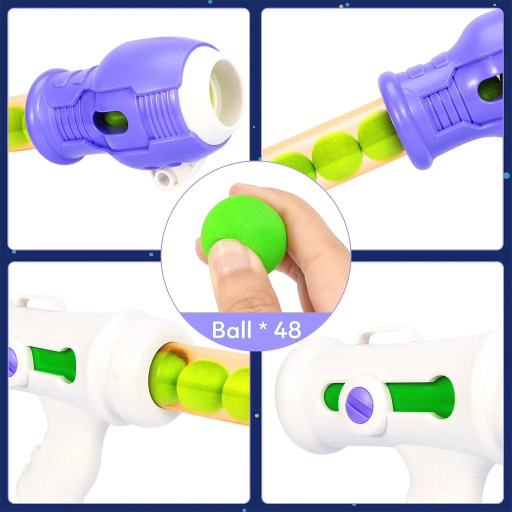 3 Packs Foam Ball Air Toy Guns with Shooting Target, 48 Foam Balls B778