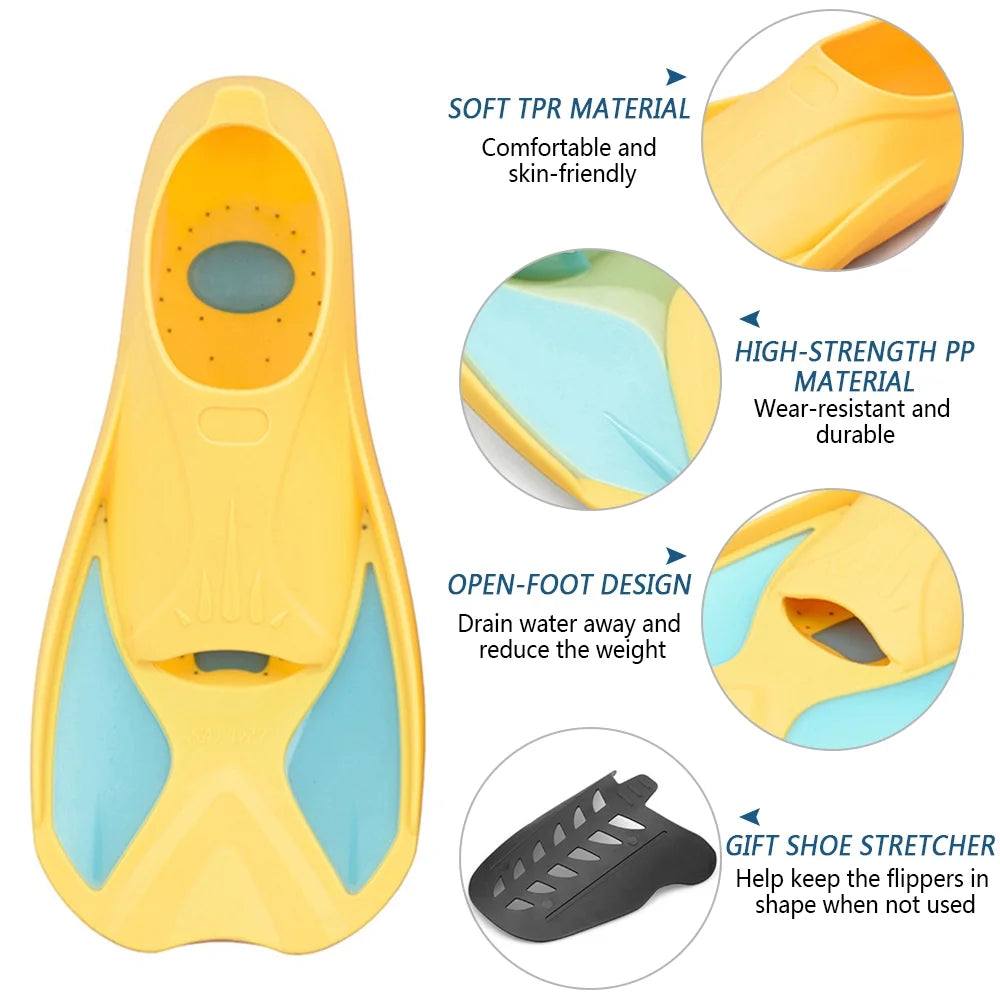 Short Swim Fins for Swimming Snorkeling Training J232