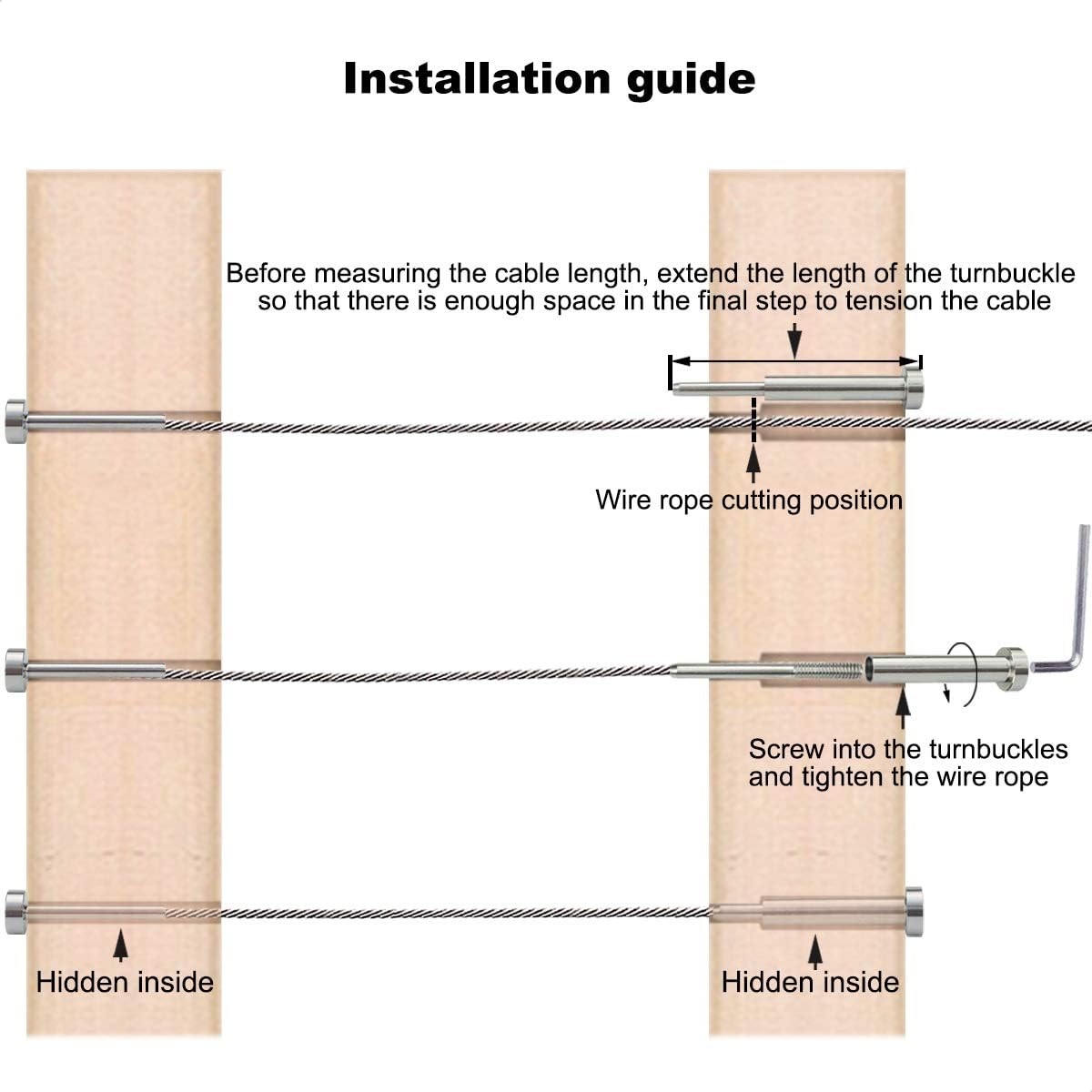 Stainless Steel Cable Railing Hardware Kit, 20 Pairs H776215