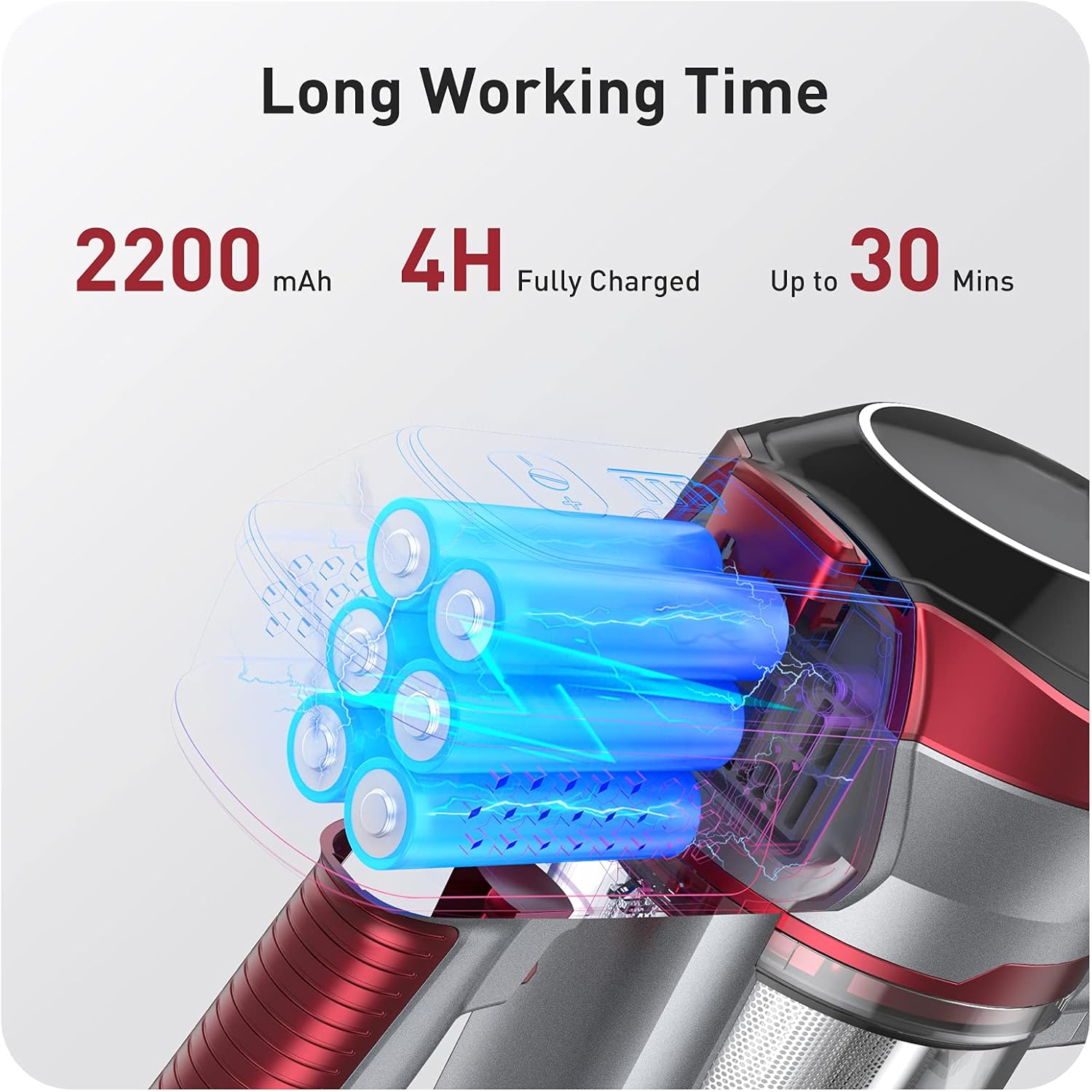 Wine Red Cordless Stick Vacuum Cleaner with Docking Station Q135646