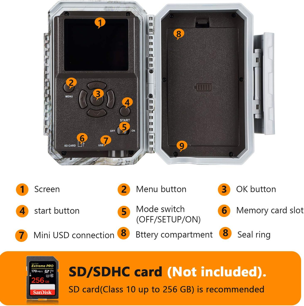 24MP 1296P No Glow Night Vision Waterproof Trail Game Camera Pack of 2 P345