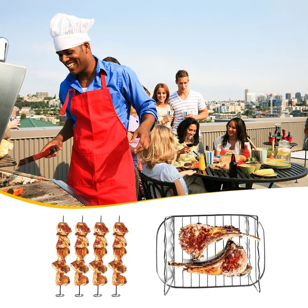 6 PCS Non-Stick Air Fryer Accessories Set with Cake Baking Barrel Pizza Cupcake Pans Skewer Toast Racks Food Tongs A310342