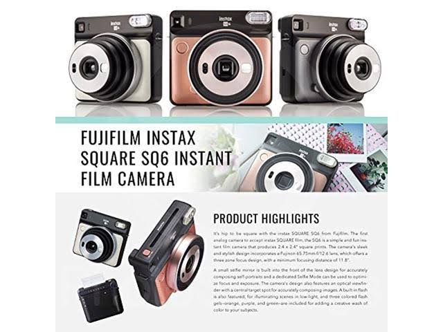 Graphite Gray Instant Film Camera with 20 Sheets Film and Camera Strap V975733