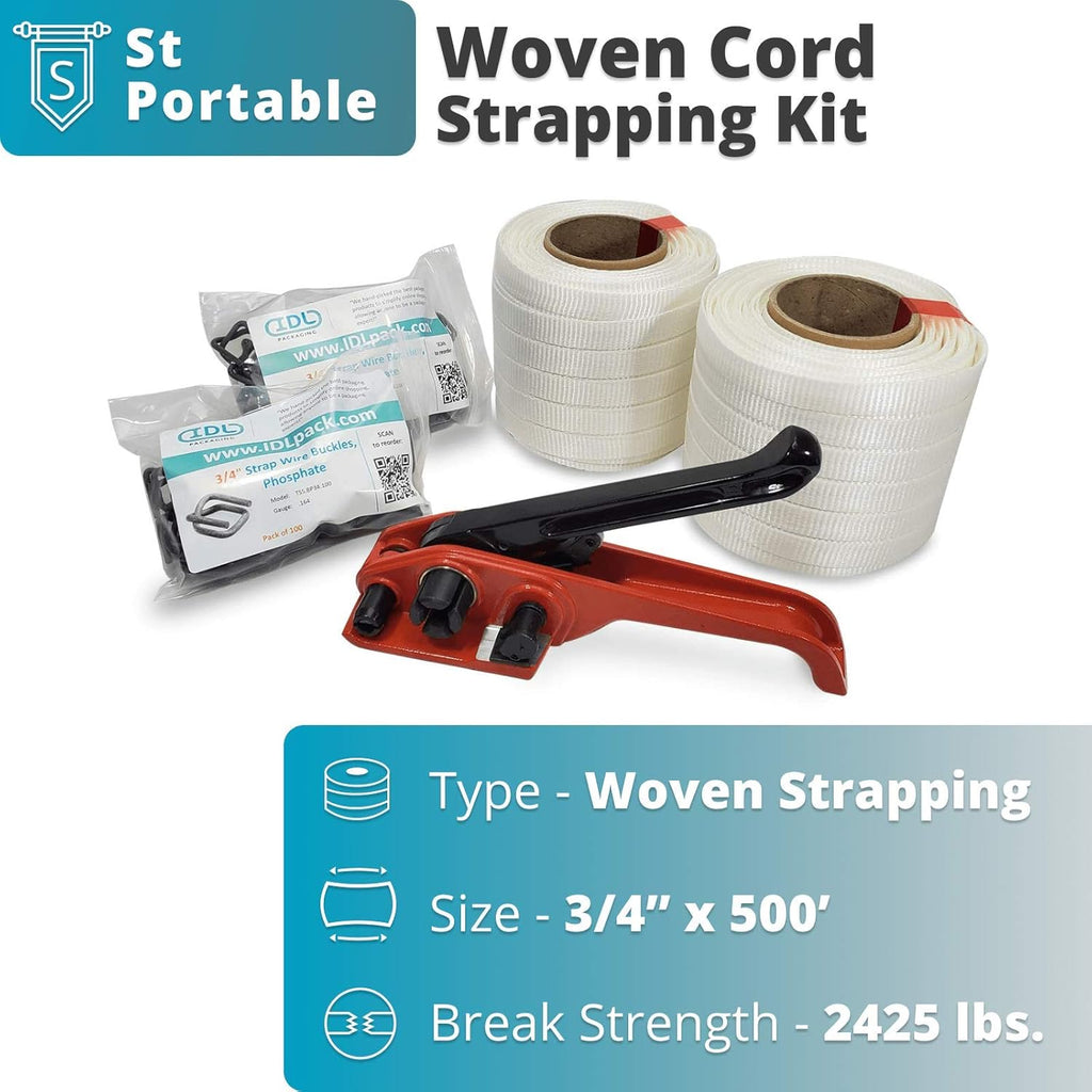 3/4" x 500' Woven Cord Strapping Kit with Tensioner and Buckles R4389