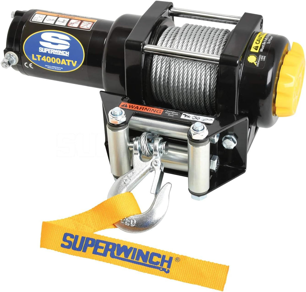 Black 12 VDC ATV Winch, 4000 lb. Load Capacity J389087
