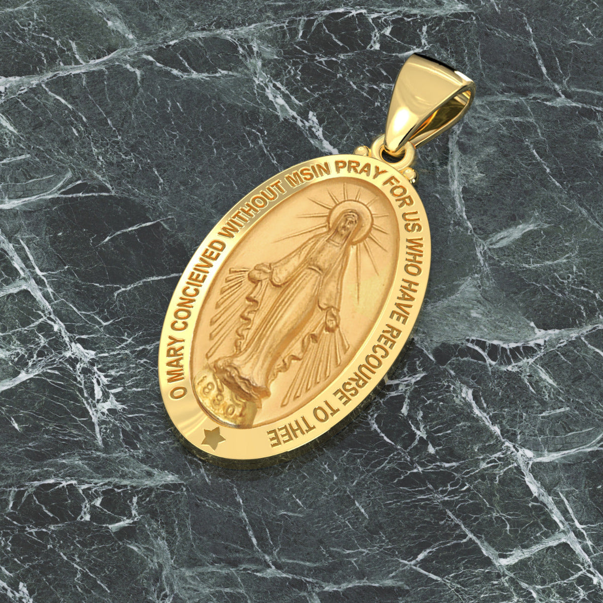 14K Yellow Gold Oval Pendant Necklace F6529