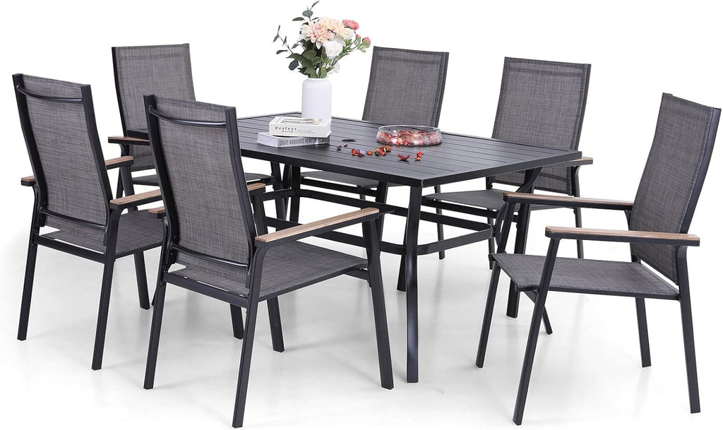 7 Piece Aluminium Patio Dining Set with Stackable Chairs M62271