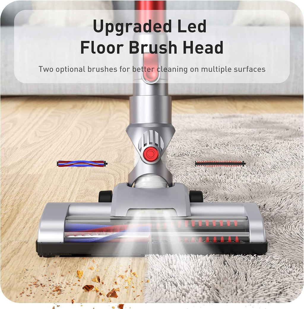 Wine Red Cordless Stick Vacuum Cleaner with Docking Station Q135646
