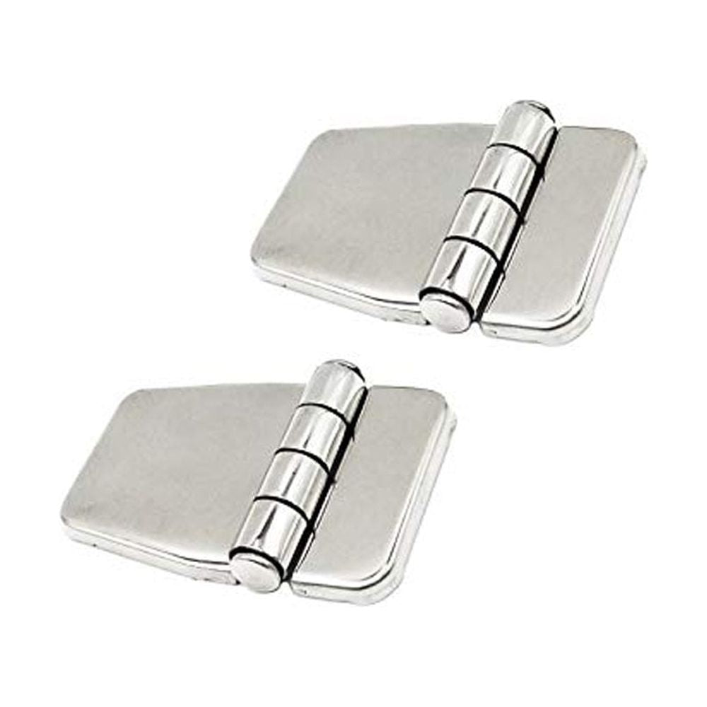 Pair of 316 Stainless Steel Short Sided Strap Hinges with Cover Caps T320806