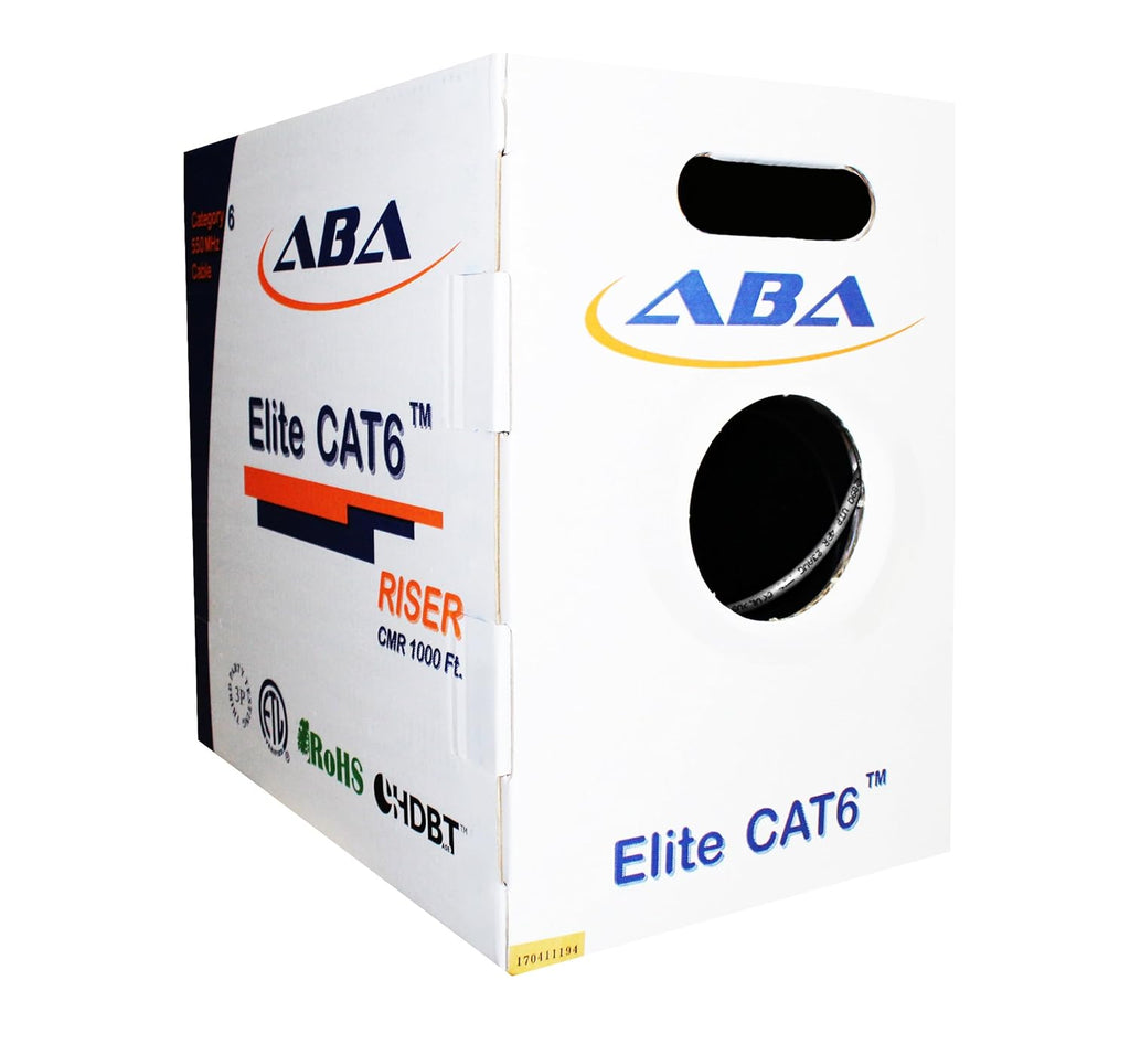 Cat6 Riser Ethernet Cable 1000ft Blue UTP 23AWG Solid Bare Copper Bulk LAN Cable X6909