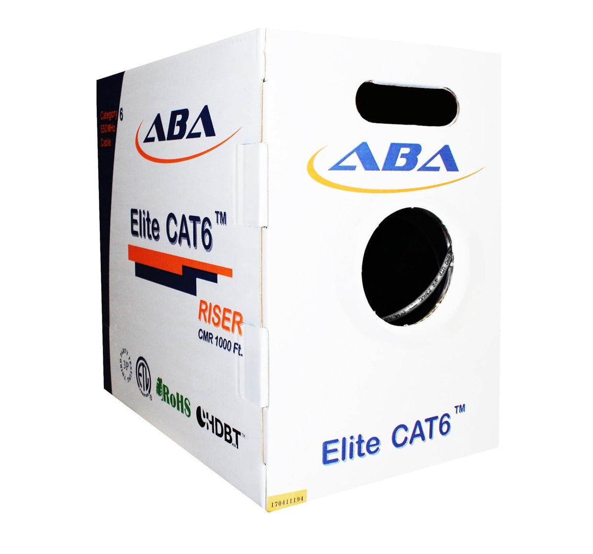 Cat6 Riser Ethernet Cable 1000ft Blue UTP 23AWG Solid Bare Copper Bulk LAN Cable X6909