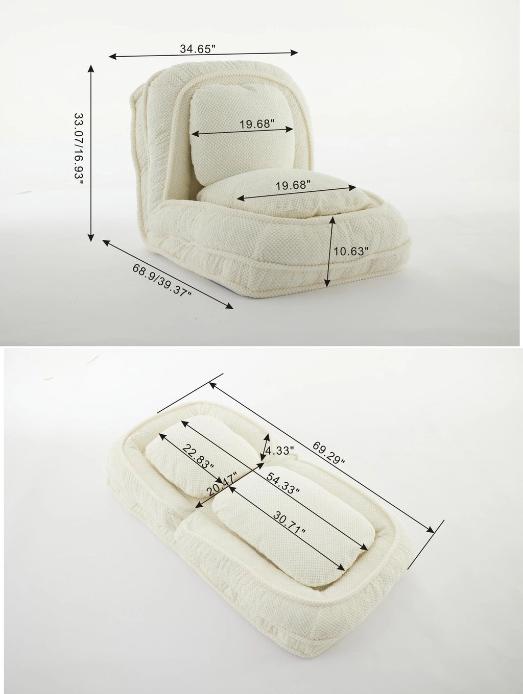 Lazy Sofa Couch Bed with 5 Adjustable Positions I52558