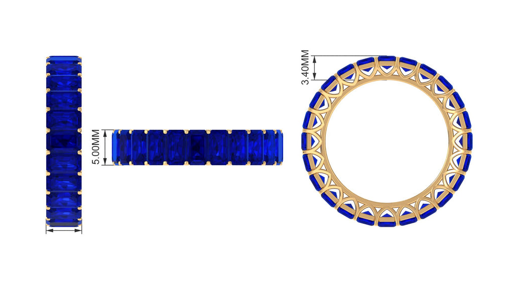 14K White Gold Octagon Cut Blue Sapphire Eternity Ring X7925