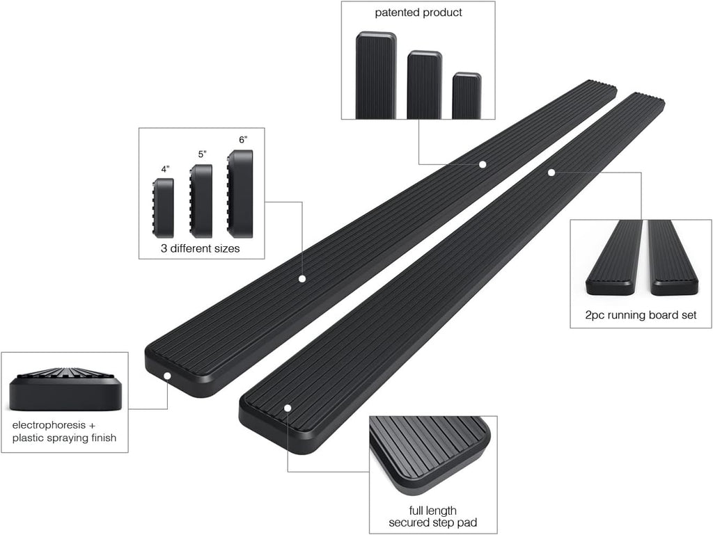 6in Black Running Boards K639058