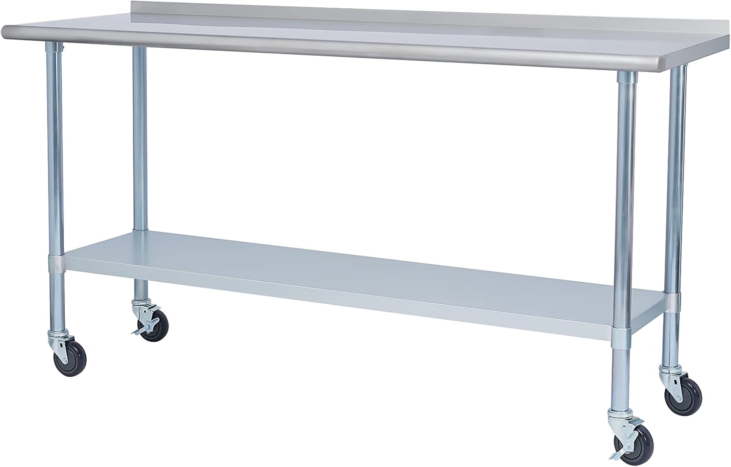 Stainless Steel Metal Work Table with Backsplash, 24 x 60 Inches Z644188