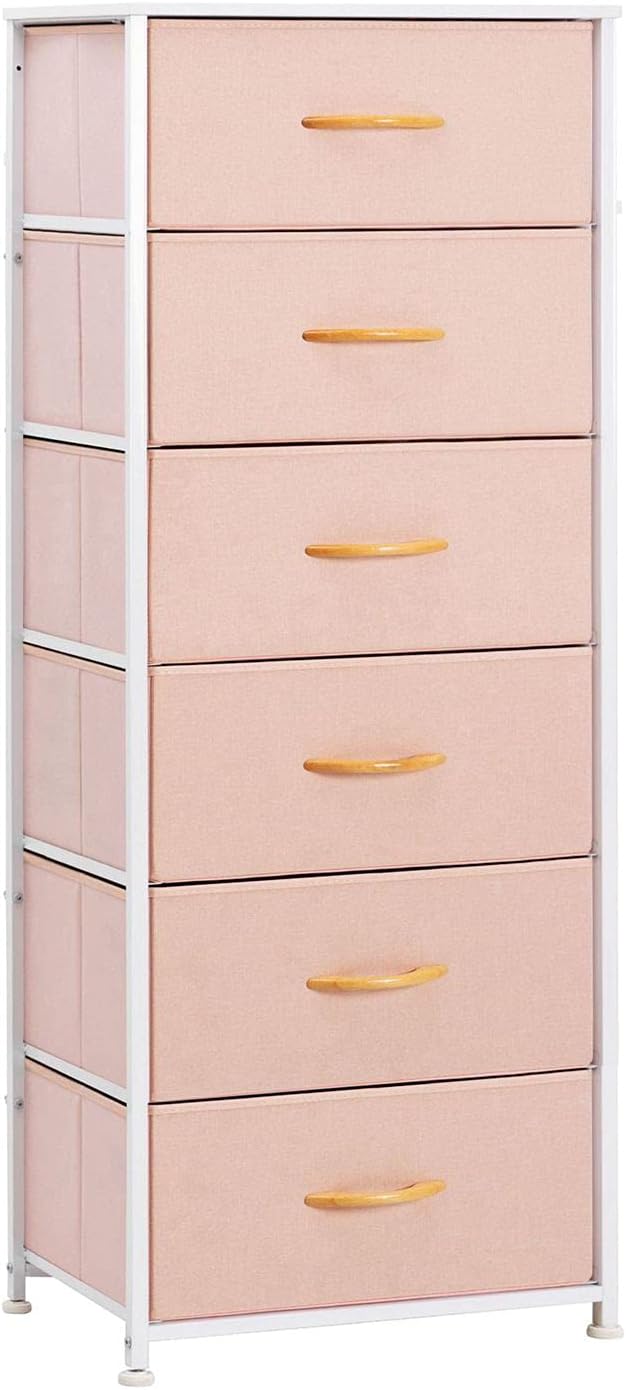 Gray 6 Drawer Fabric Dresser with Metal Frame L38531