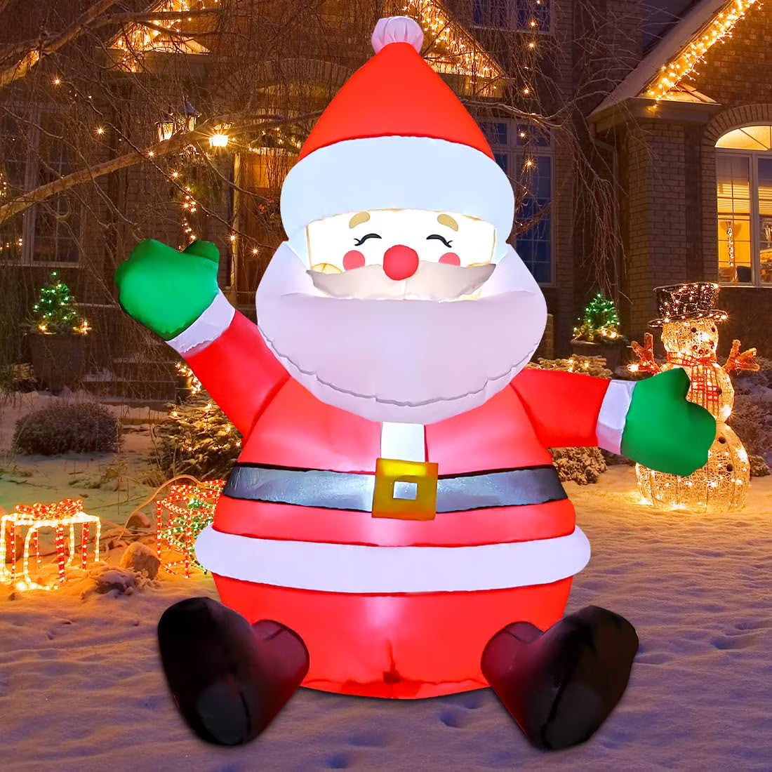5 FT Christmas Inflatable Sitting Santa Claus with LED Lights P251