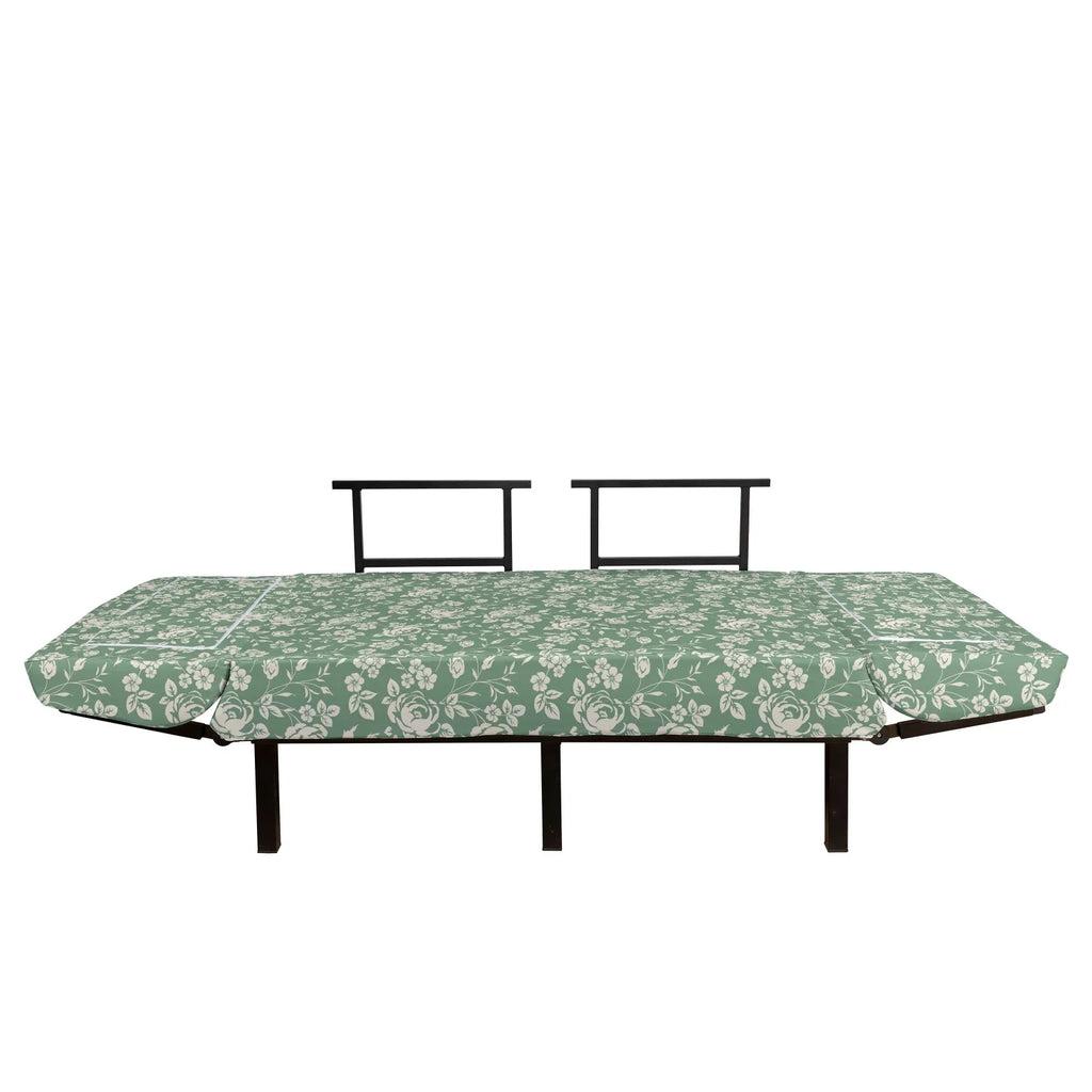 Reseda Green Cream Floral Upholstered Futon Sofa with Metal Frame F53453