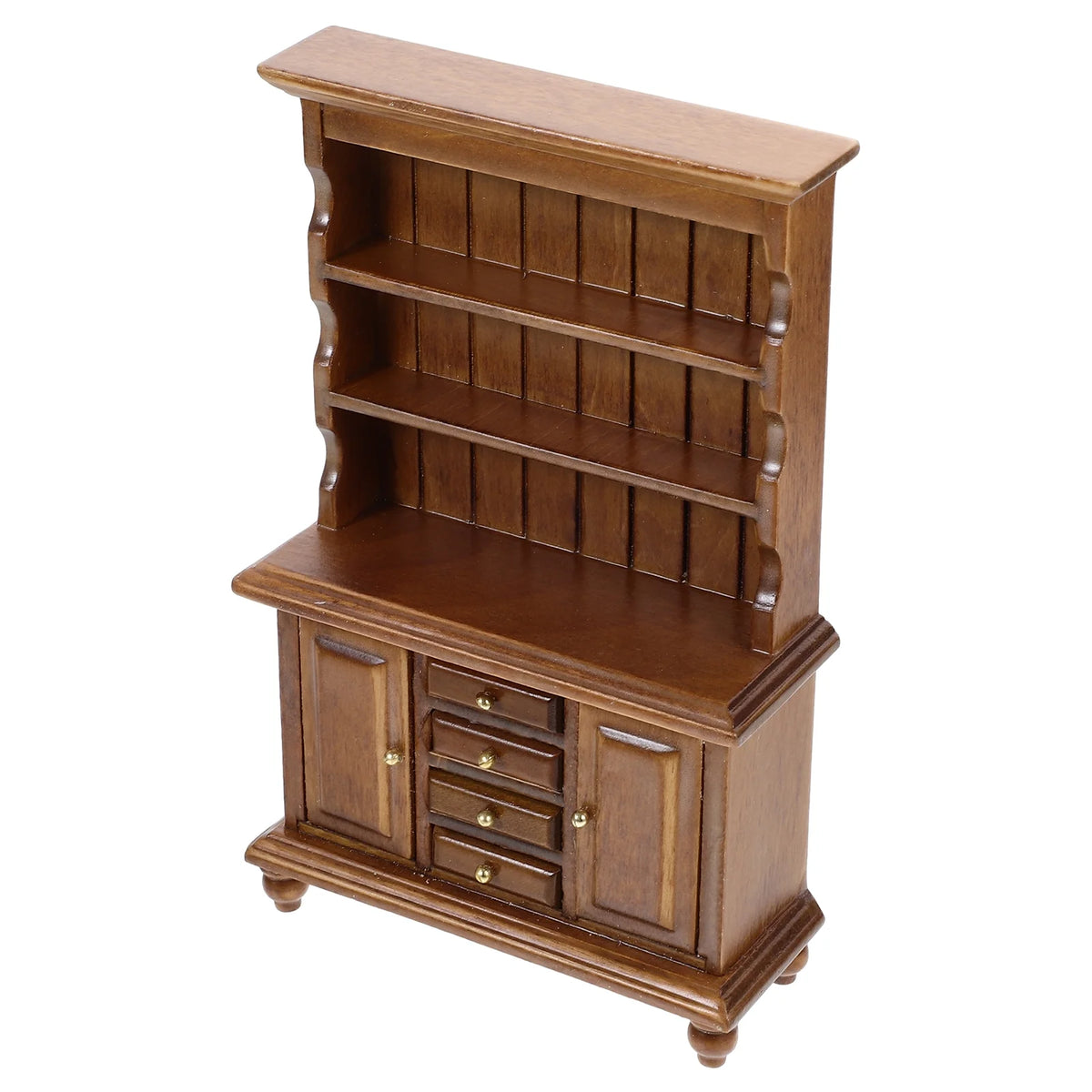Walnut Color Wooden Miniature Bookshelf Doll House Furniture X1790
